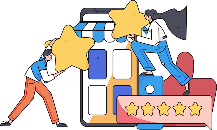 Business people giving shopping ratings  Illustration