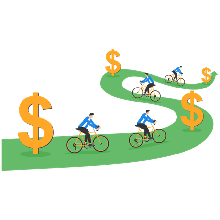 Business people going on financial path  Illustration