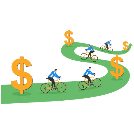 Business people going on financial path  Illustration