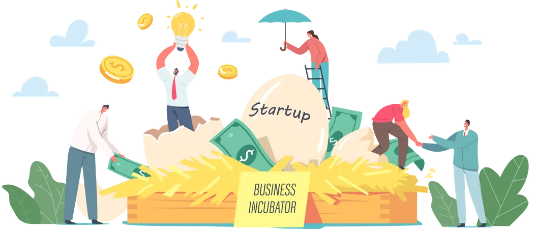 Business people Growing Startup Project  Illustration