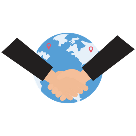 Business people handshake for a global business agreement  Illustration
