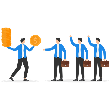 Business people happy after getting money  Illustration