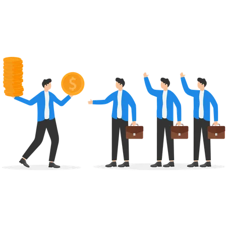 Business people happy after getting money  Illustration