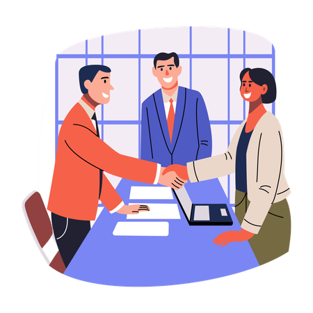 Business People having Deal Done  Illustration