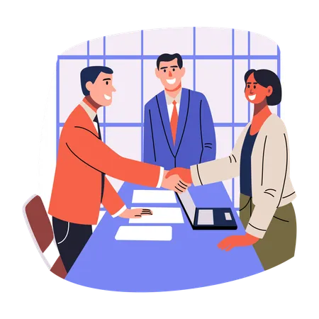 Business People having Deal Done  Illustration