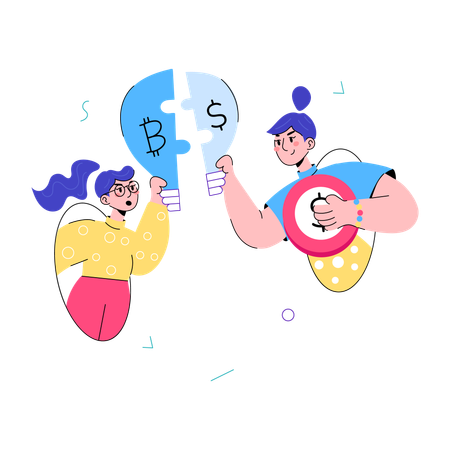Business people having Financial Collaboration  Illustration