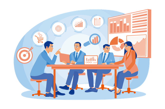 Business people having meeting in conference room  Illustration