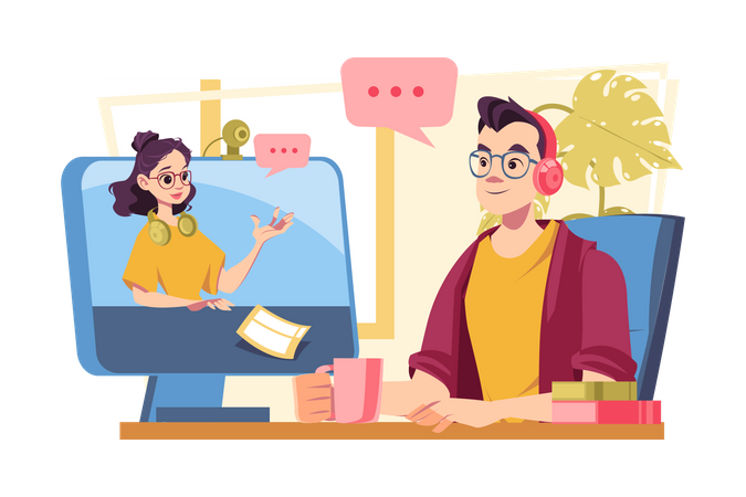 Business people having online virtual meeting  Illustration