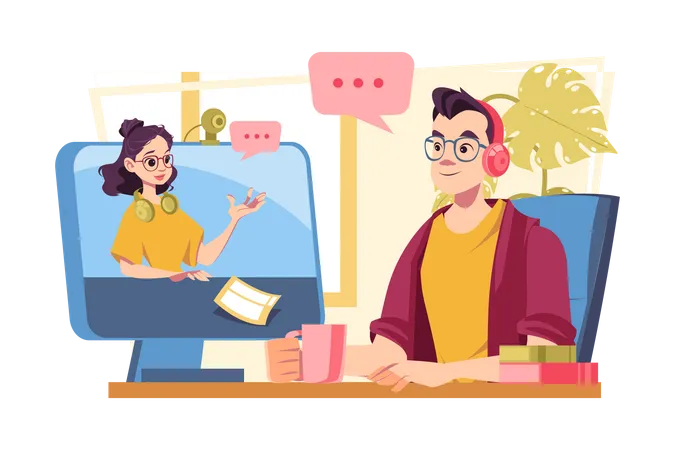 Business people having online virtual meeting  Illustration