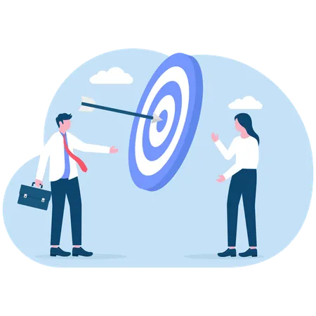Business people hits company goals  Illustration