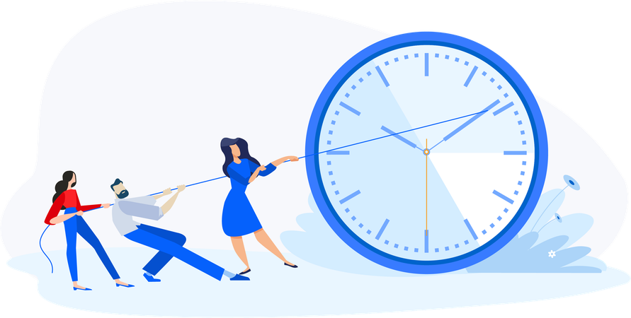 Business people hold time  Illustration