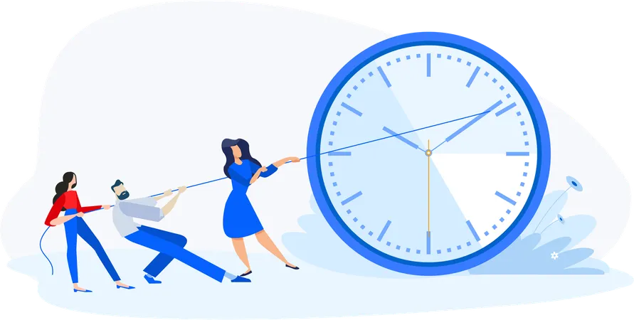 Business people hold time  Illustration