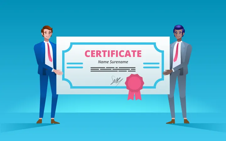 Business people holding certificate  イラスト
