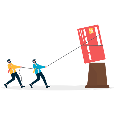 Business People Holding Credit Card  Illustration
