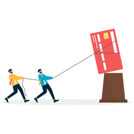 Business People Holding Credit Card  Illustration