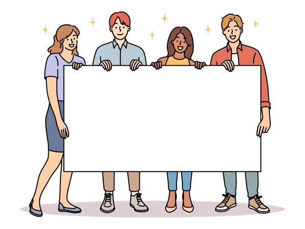 Business people holding empty banner Illustration