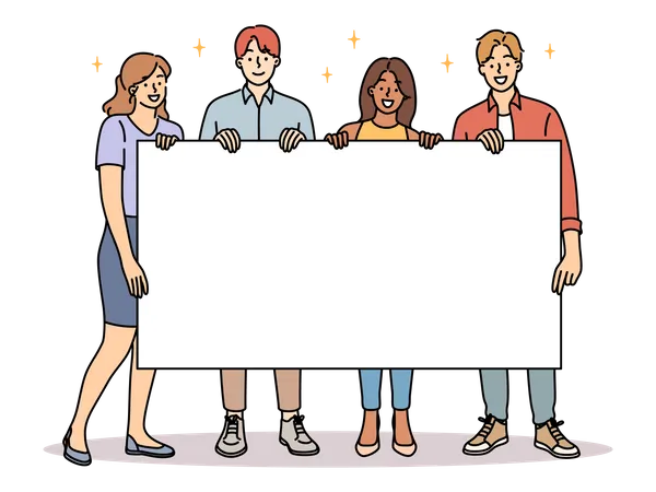 Business people holding empty banner Illustration