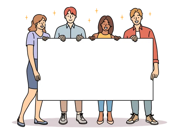 Business people holding empty banner  Illustration