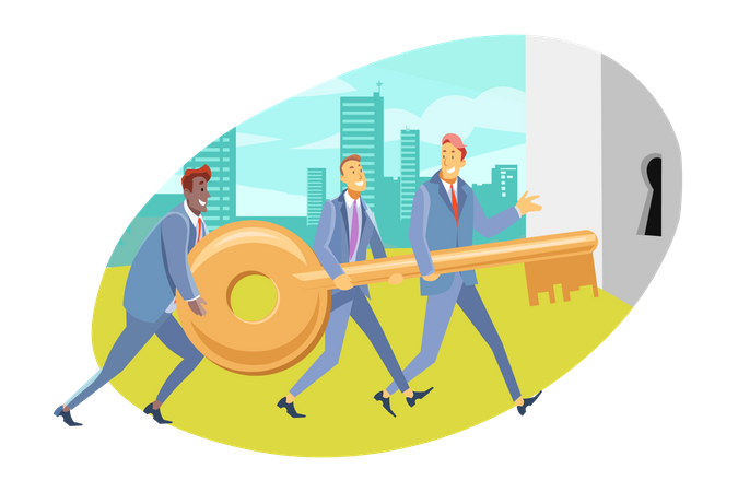 Business people holding key  Illustration