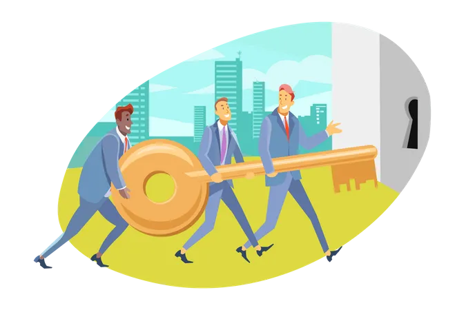 Business people holding key  Illustration