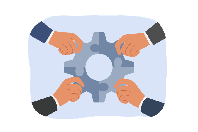 Business people holding business synergy  Illustration
