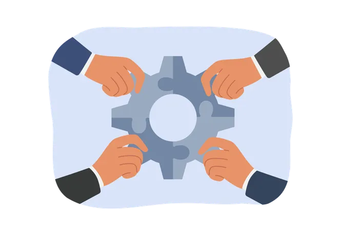 Business people holding business synergy  Illustration