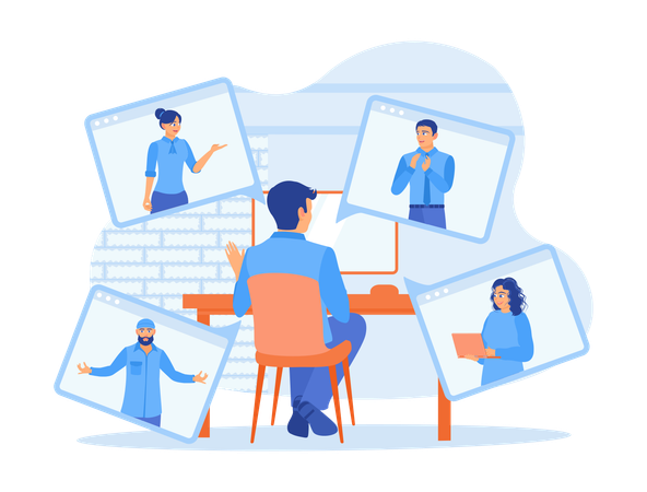 Business people holding virtual meetings with colleagues  Illustration