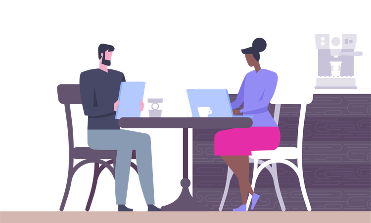 Business people in cafe  Illustration