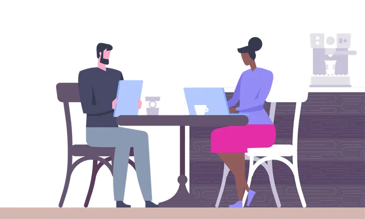 Business people in cafe  Illustration