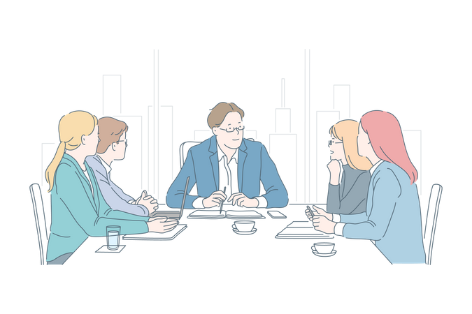 Business people in conference room  Illustration