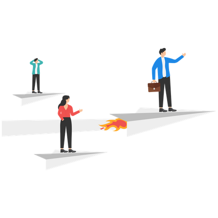 Business people in paper plane  Illustration