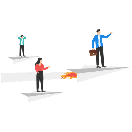 Competition Business People In Paper Planes Concept Business Vector Illustration Illustration