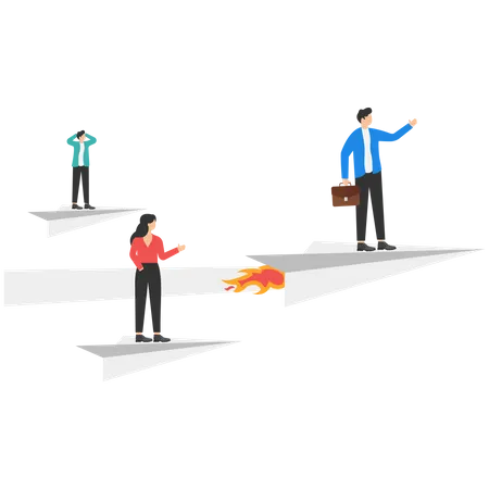 Business people in paper plane  Illustration