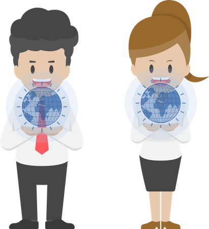 Business people in virtual world  Illustration
