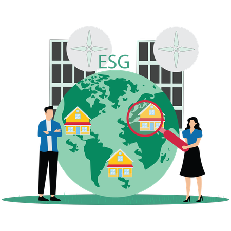Business people invest with ESG or ecology problem  Illustration