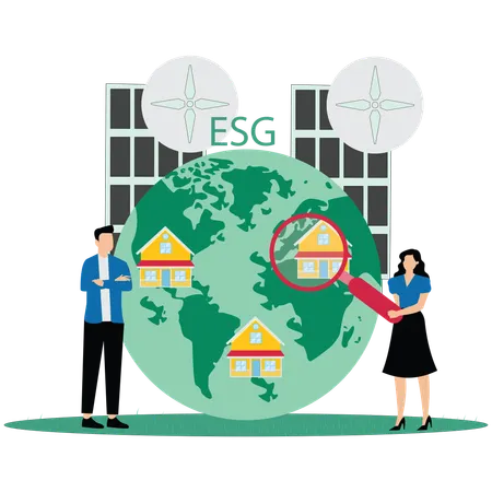 Business people invest with ESG or ecology problem  Illustration