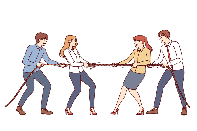 Business people is playing tug of war  Illustration