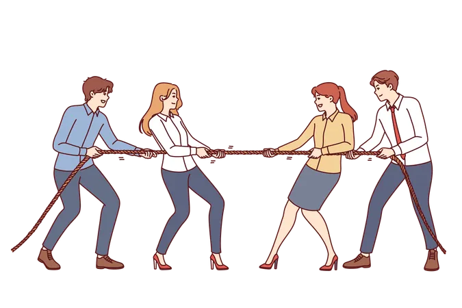 Business people is playing tug of war  Illustration