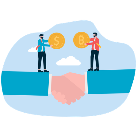 Business people joining hands for money partnership  Illustration