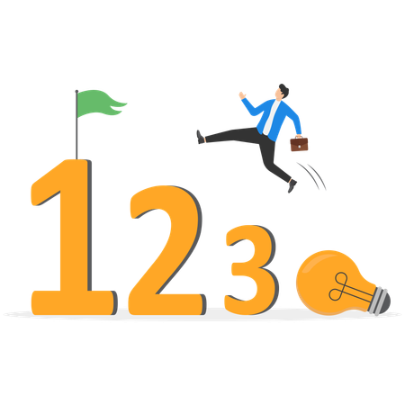 Business people jumping over bar charts  Illustration