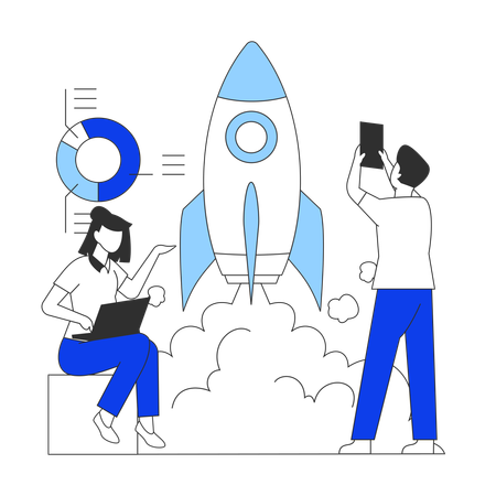 Business people launching business startup  Illustration