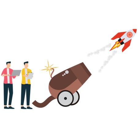 Business people launching new business project  Illustration