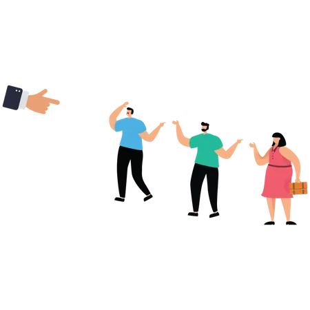Business people lay the blame at someone  Illustration
