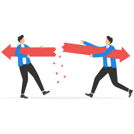 Business people left with arrows in different directions  イラスト
