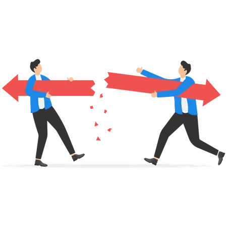 Business people left with arrows in different directions  イラスト