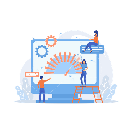 Business people look at product performance indicator  일러스트레이션