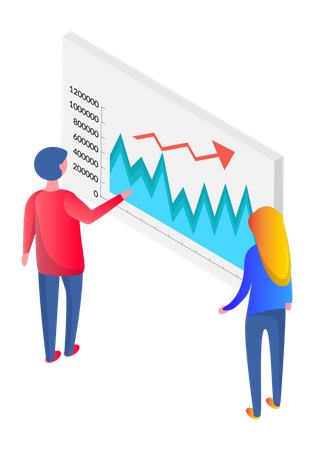 Business people looking at analytics  Illustration