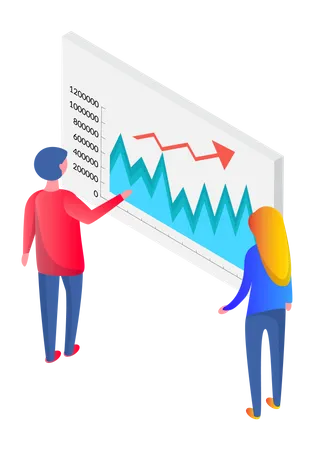 Business people looking at analytics  Illustration