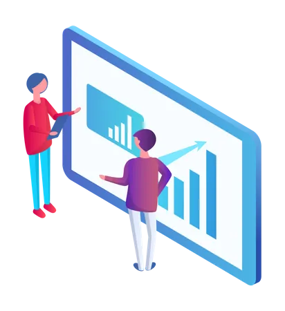 Business people looking at analytics  Illustration