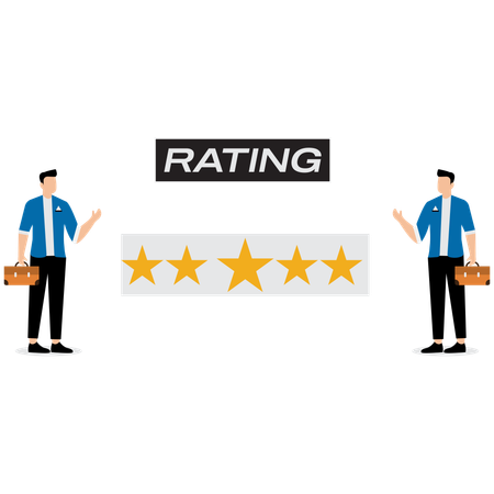 Business people looking at customer rating  Illustration